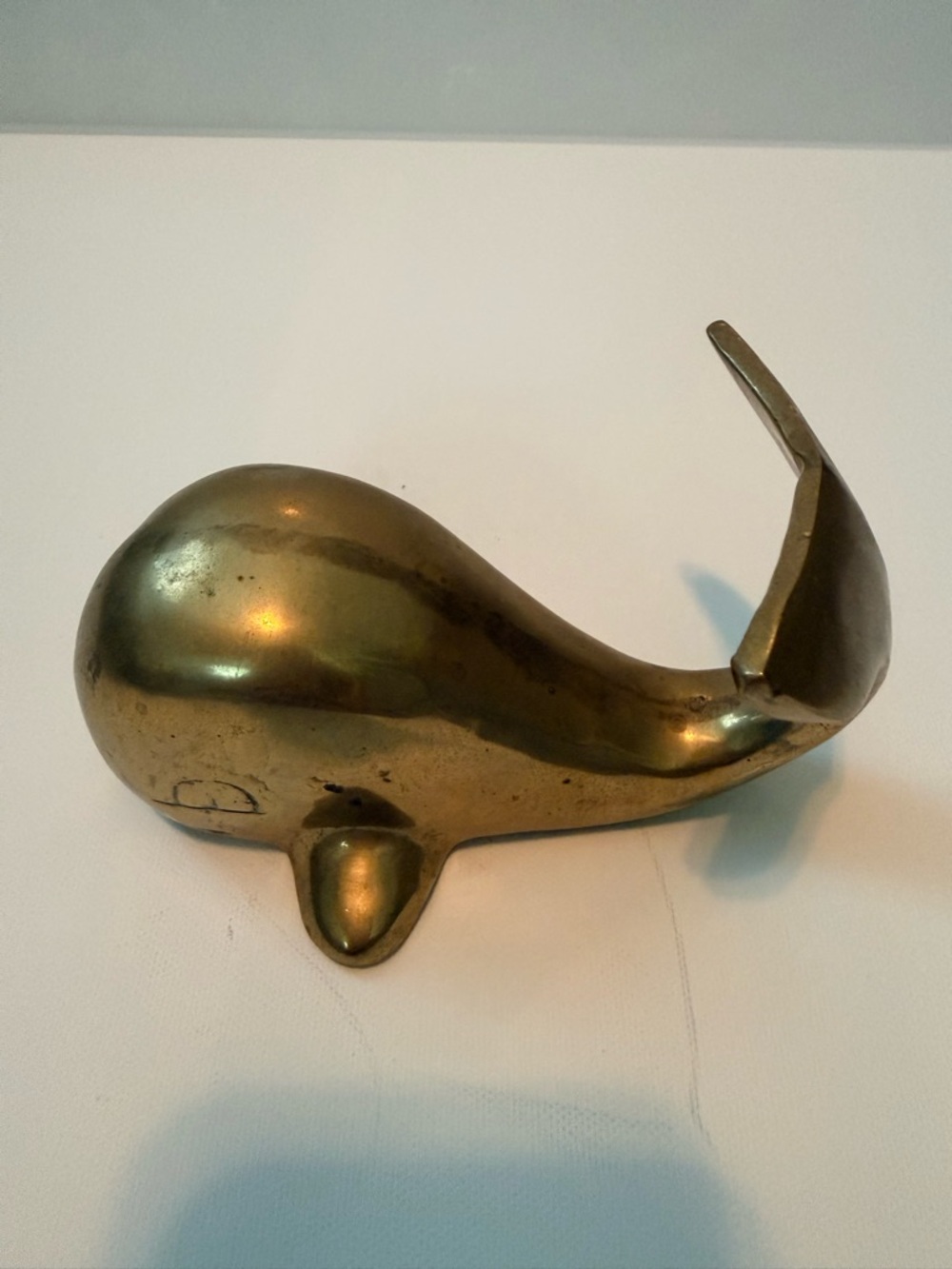 Brass Whale Figurine Decorative Accent - Gold Tone - Picture 4 of 6